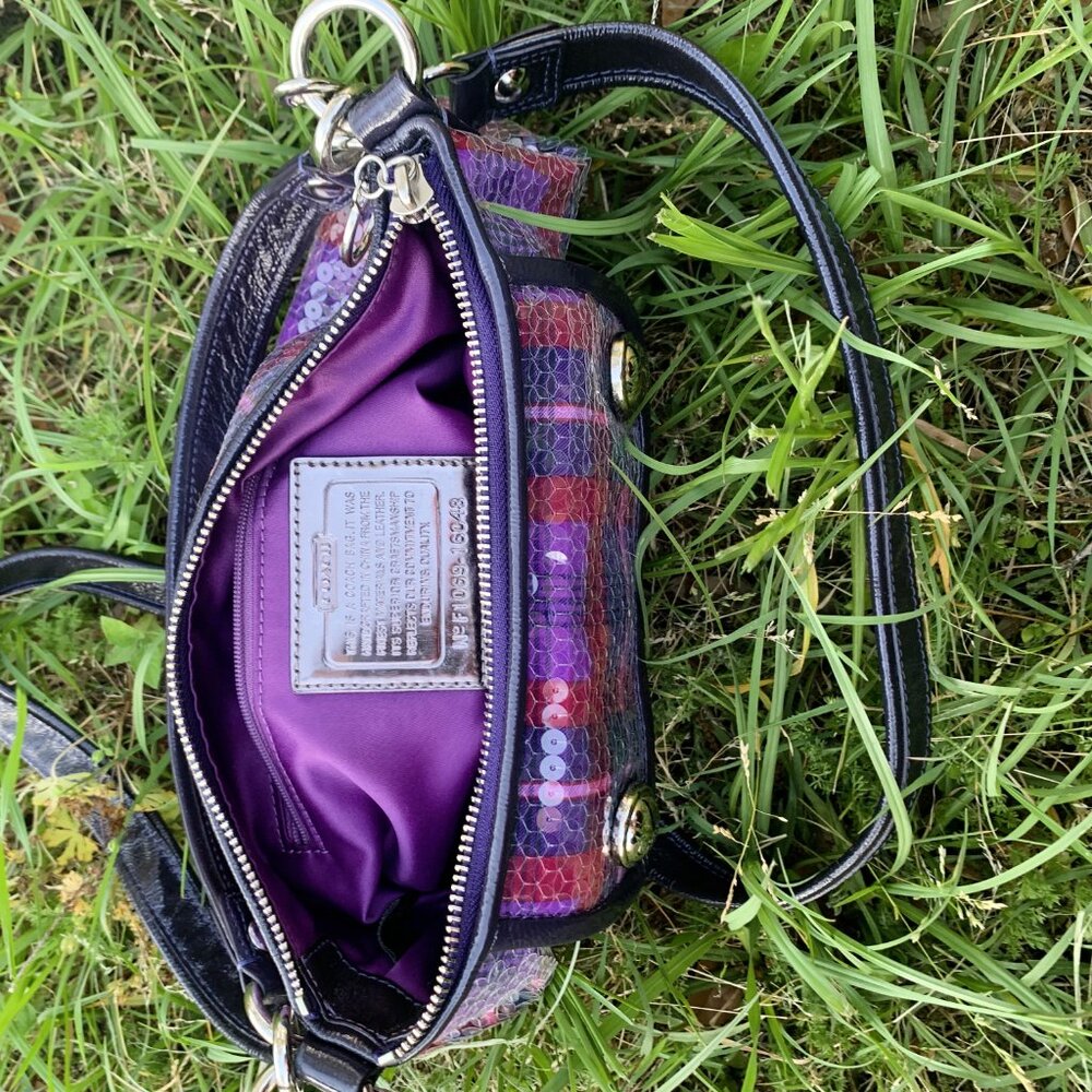COACH POPPY SEQUIN TARTAN GROOVY BAG MULTI COLOR - Picture 10 of 16